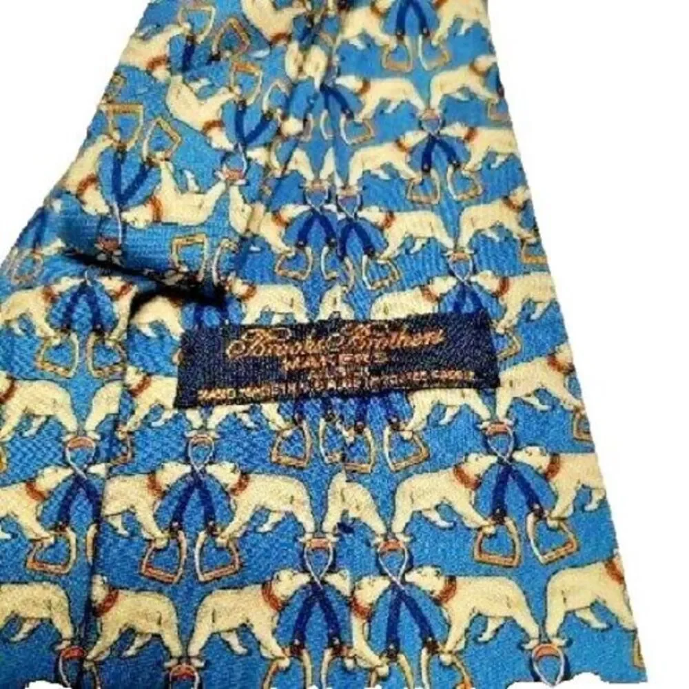 Brooks Brothers Makers Silk Hand Made Animal Print Imported Fabric Suit‎ Necktie